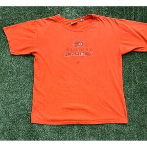 Vintage Philadelphia Flyers T-Shirt Old Time Hockey Orange Mens XL NHL